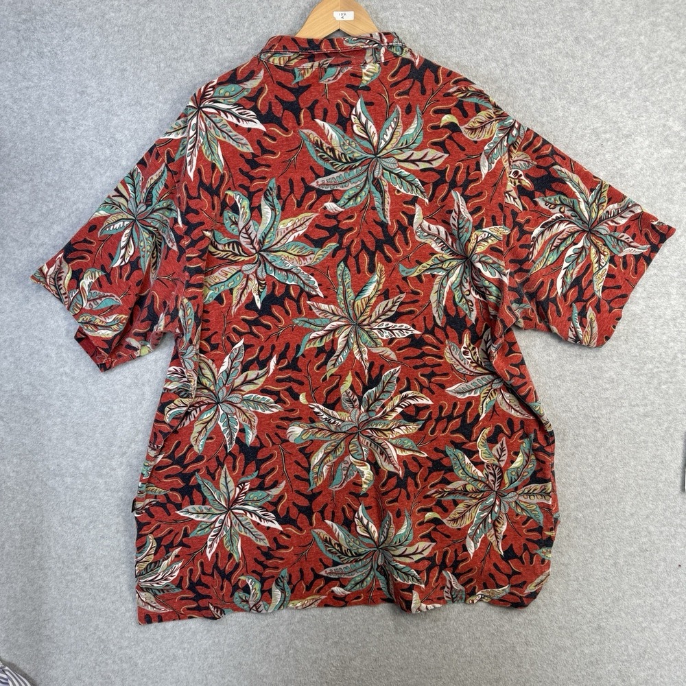 VTG Polo Sport Ralph Lauren 2XLT Red Tropical Leaf Shirt 60% Hemp 40% Cotton - Picture 9 of 16